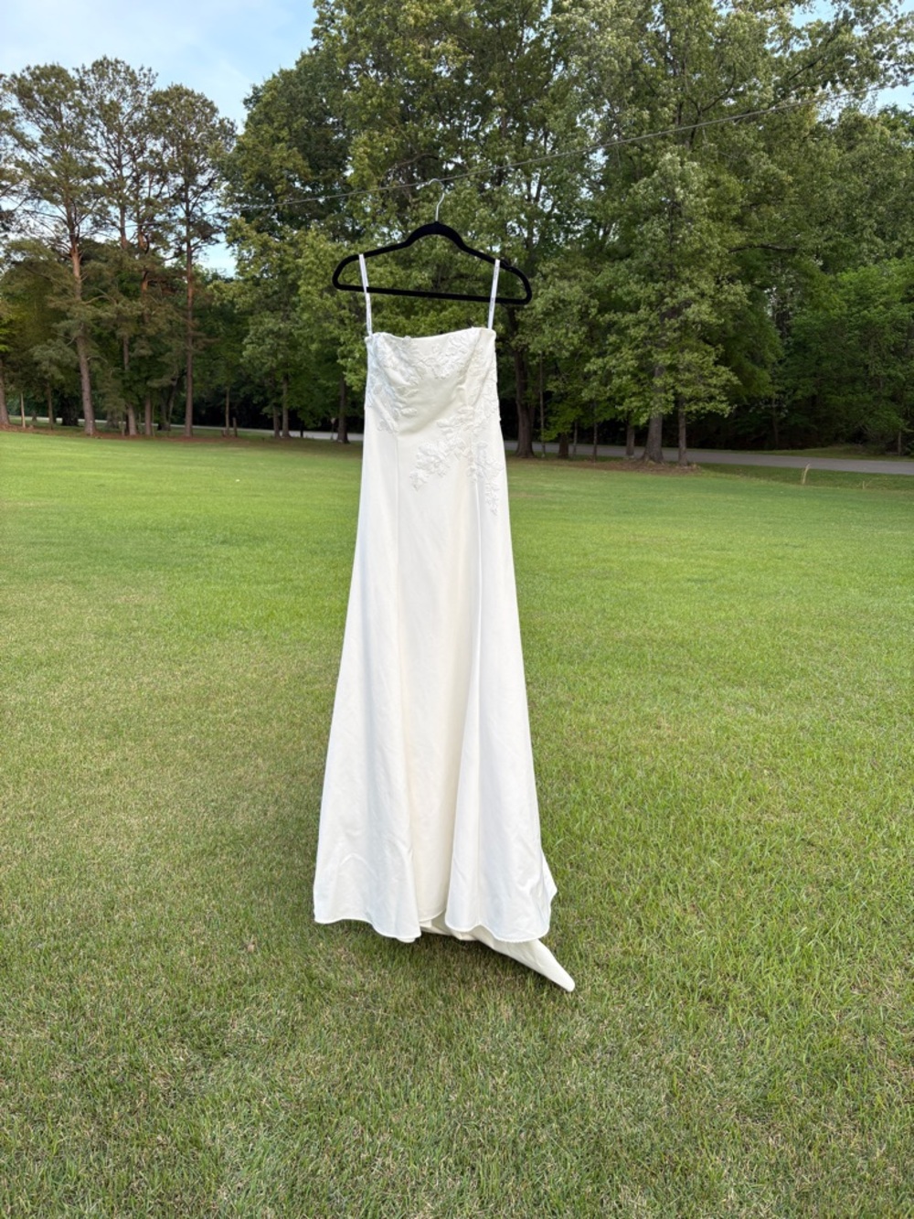 Strapless Cream A-Line Wedding Gown with Subtle Embroidery